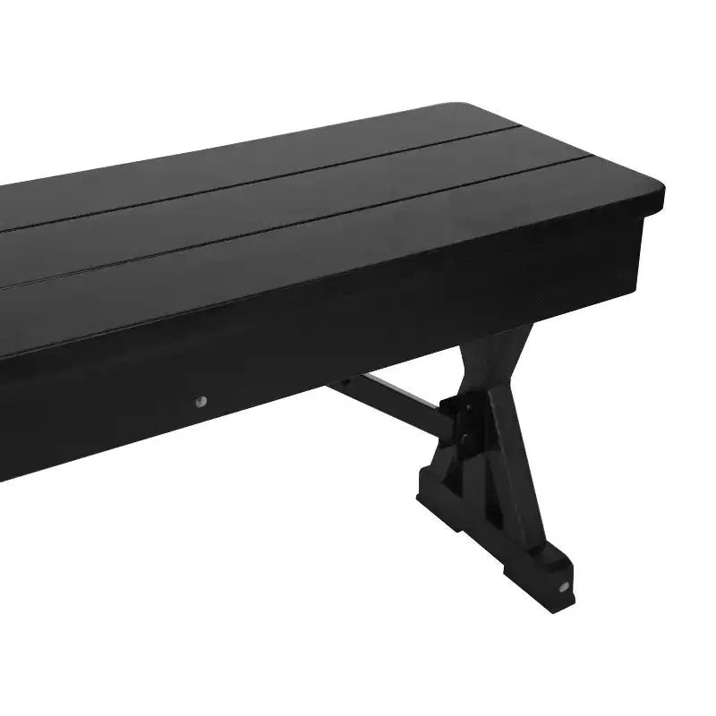 Banc de ferme pliant en pin massif de style ancien, finition noire délavée, 40 x 12, avec pieds en X pliables et verrouillables