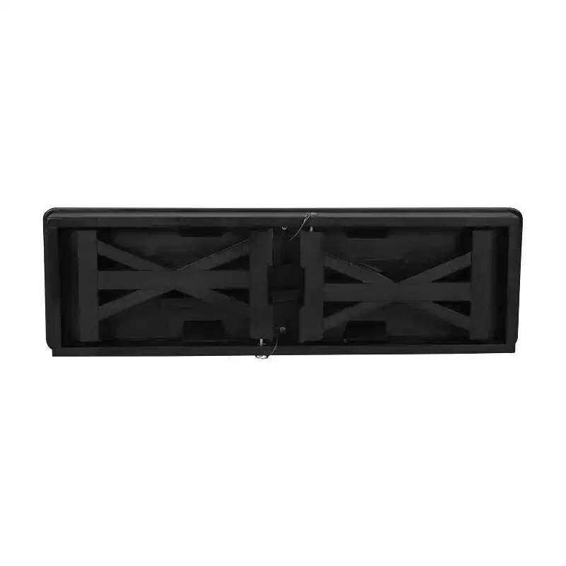 Banco plegable de estilo rústico de pino macizo con acabado negro lavado, 40 x 12, para uso comercial, con patas en X plegables y con cierre