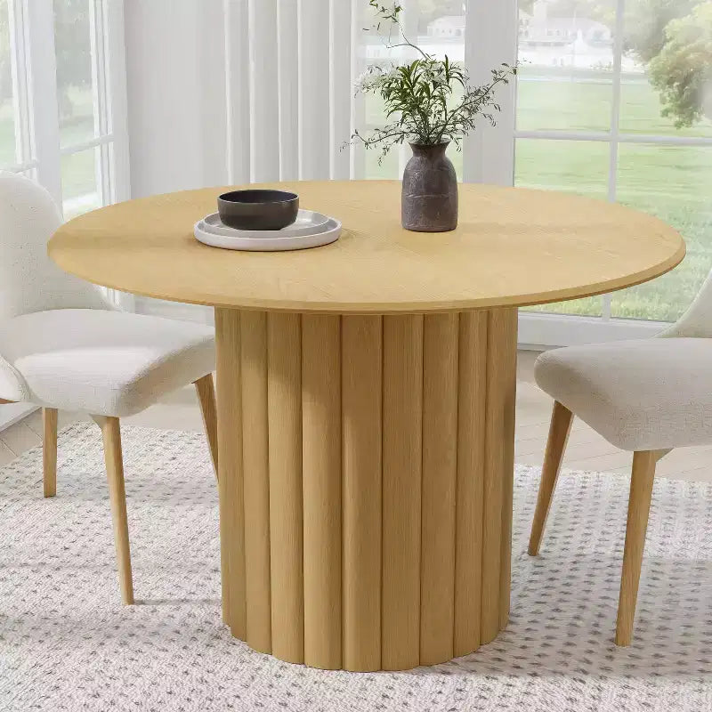 Table de salle à manger ronde en bois massif de 46, table de cuisine