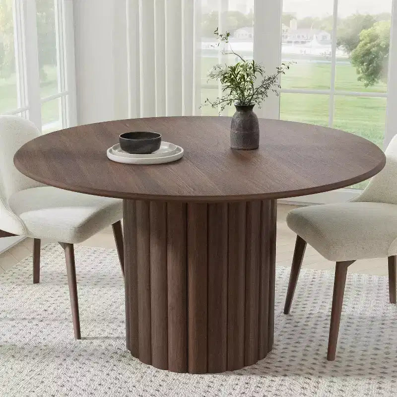 Table de salle à manger ronde en bois massif de 46, table de cuisine