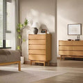 Cómoda de madera de ingeniería de 48,5 pulgadas de alto con 5 cajones, marrón