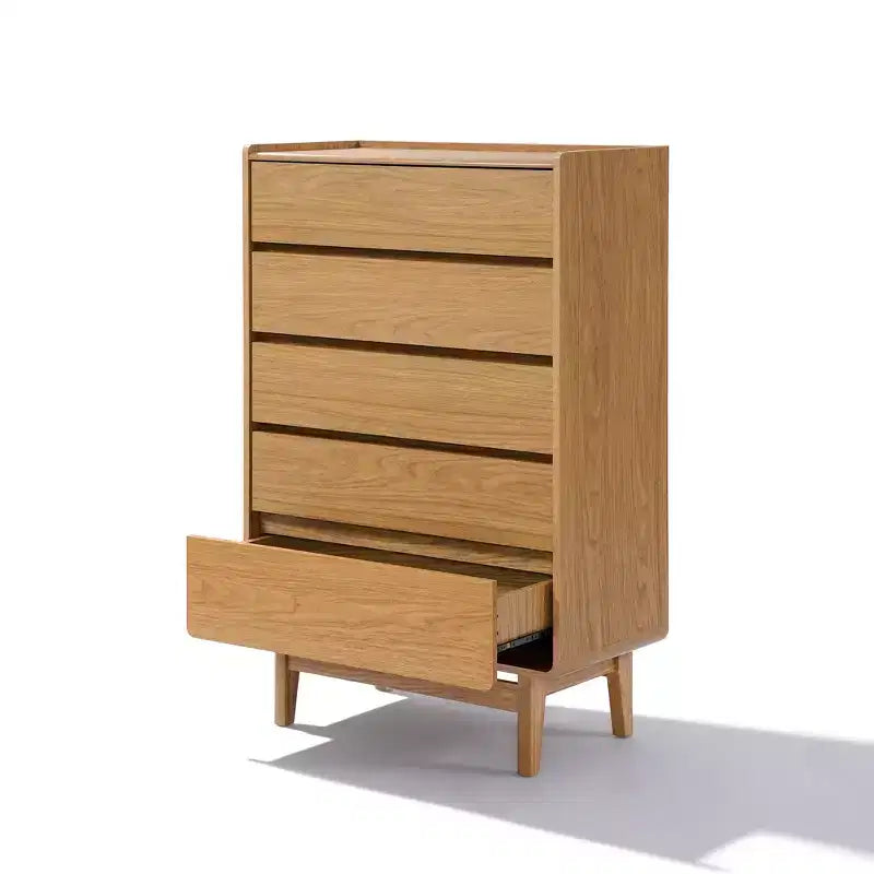 Cómoda de madera de ingeniería de 48,5 pulgadas de alto con 5 cajones, marrón