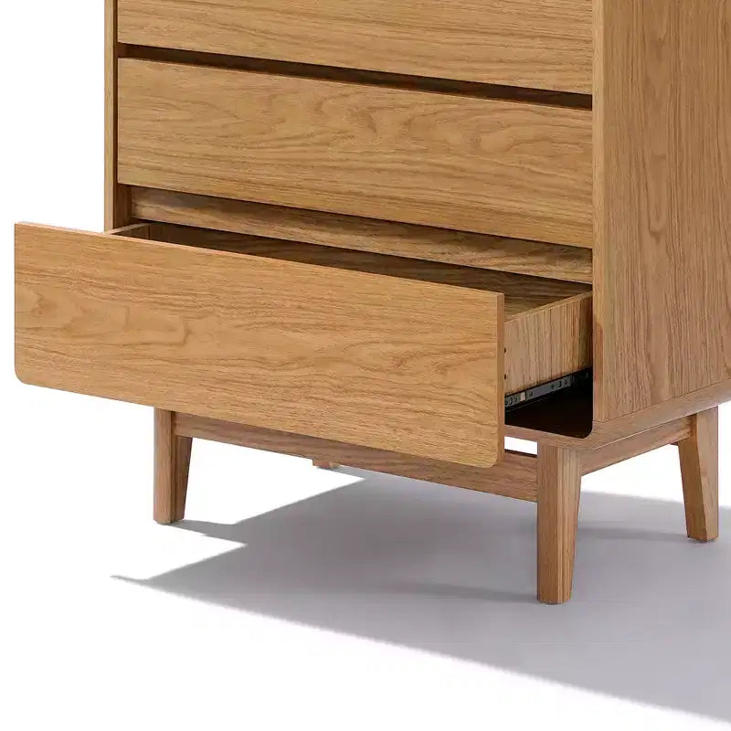 Cómoda de madera de ingeniería de 48,5 pulgadas de alto con 5 cajones, marrón