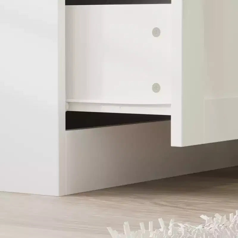 Armario blanco con 3 puertas de vidrio, doble espacio para colgar prendas