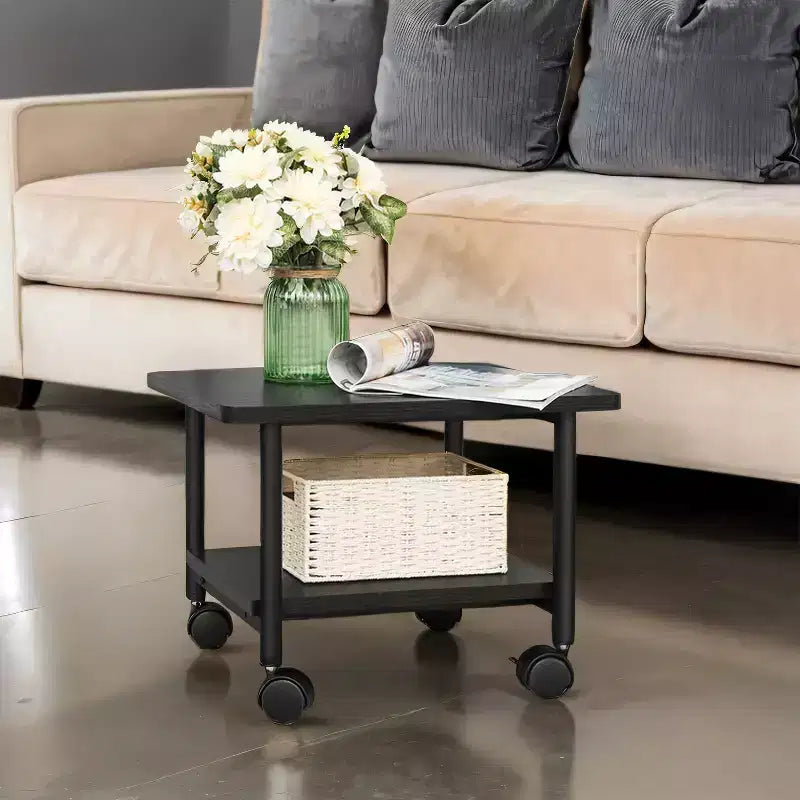 Support d’imprimante à 2 niveaux sous le bureau, chariot mobile pour appareils avec étagère, rangement robuste pour le bureau et la maison