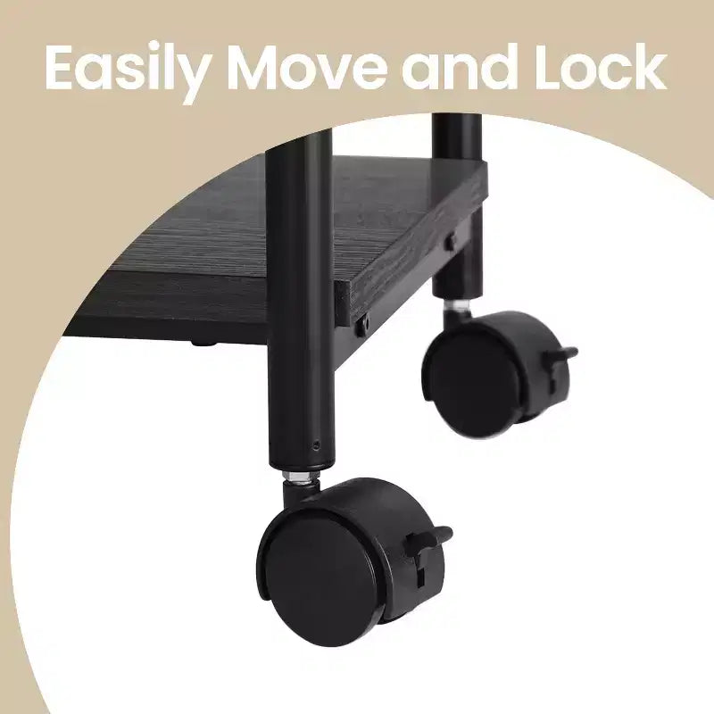 Support d’imprimante à 2 niveaux sous le bureau, chariot mobile pour appareils avec étagère, rangement robuste pour le bureau et la maison