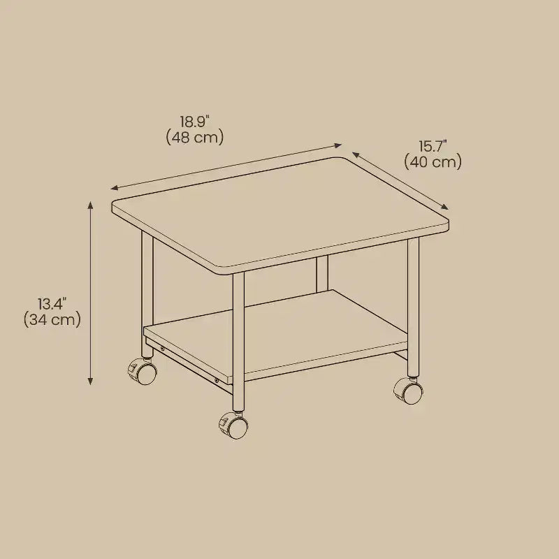 Support d’imprimante à 2 niveaux sous le bureau, chariot mobile pour appareils avec étagère, rangement robuste pour le bureau et la maison