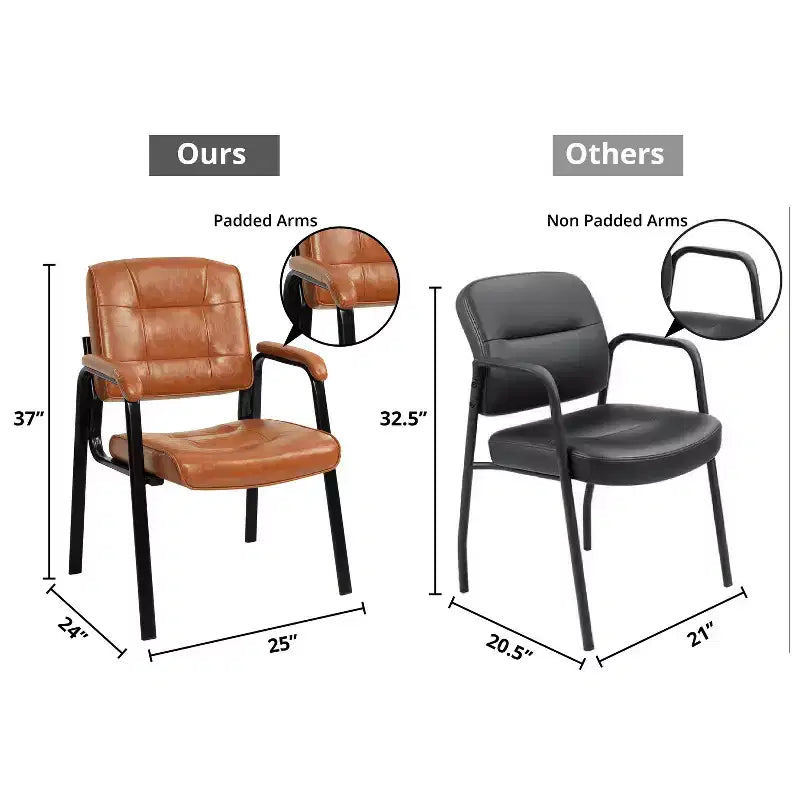 Silla para visitas de cuero sintético, base tipo trineo, para oficina (juego de 2)