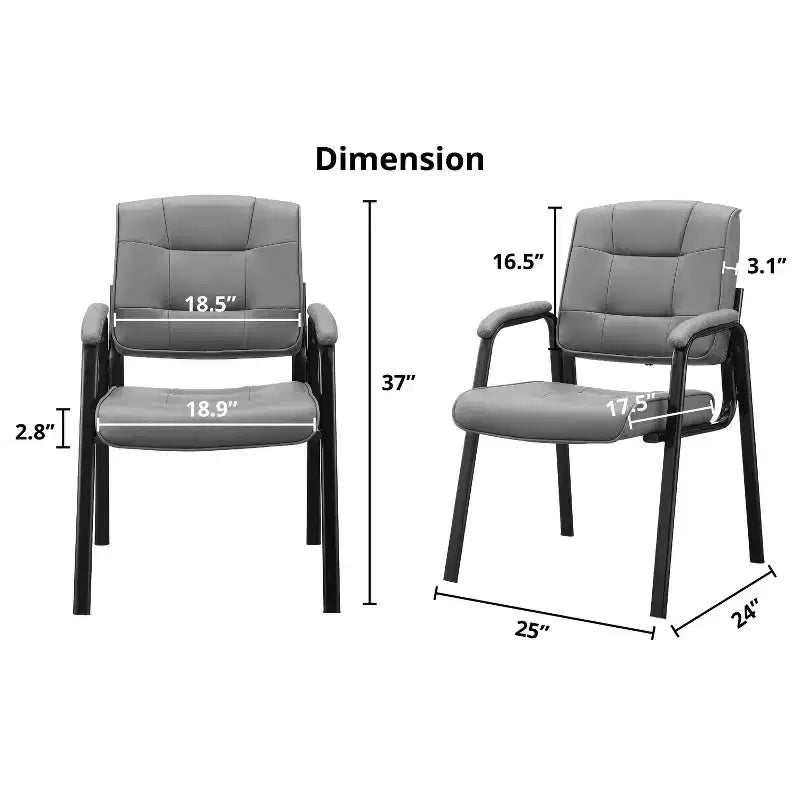 Silla para visitas de cuero sintético, base tipo trineo, para oficina (juego de 2)