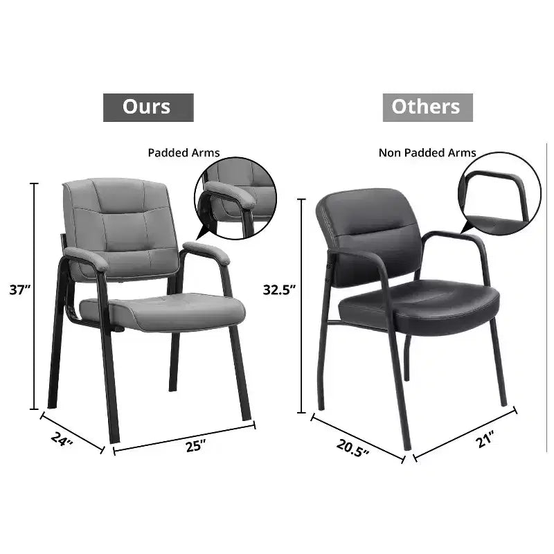 Silla para visitas de cuero sintético, base tipo trineo, para oficina (juego de 2)