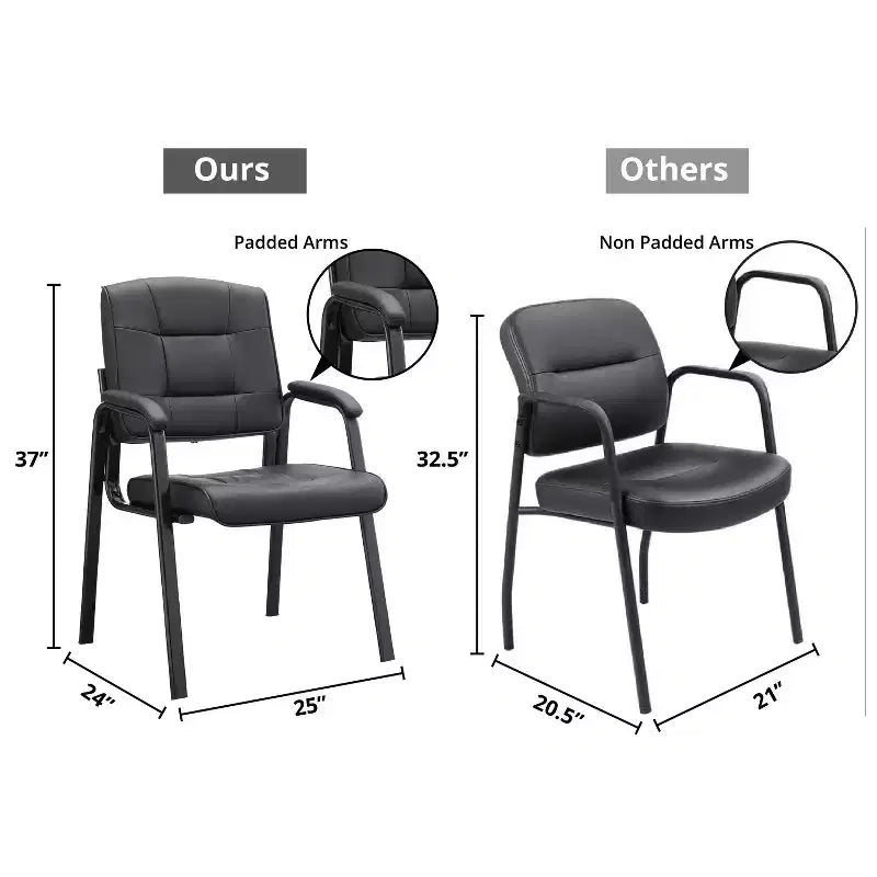 Silla para visitas de cuero sintético, base tipo trineo, para oficina (juego de 2)