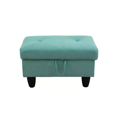 Ottoman rectangulaire en lin de 28.5 in. W avec rangement