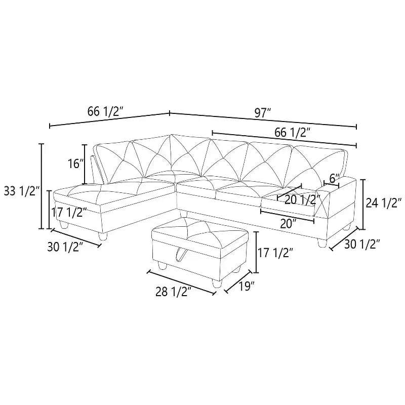 Otomana rectangular de lino de 28.5 in. de ancho con almacenamiento