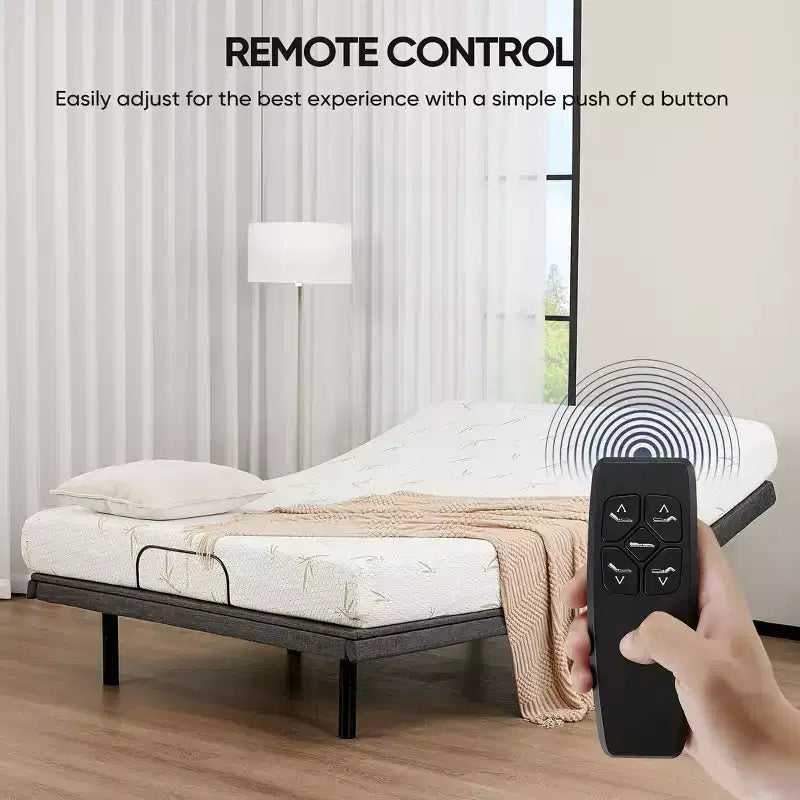 Cadre de lit motorisé ergonomique avec télécommande sans fil - Inclinaison indépendante de la tête et des pieds, moteur électrique silencieux, idéal pour se détendre, travailler, lire et regarder la télévision