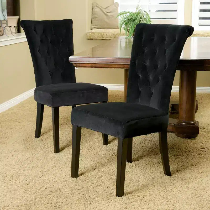 Chaises de salle à manger contemporaines à dossier capitonné et incurvé, avec pieds fuselés (lot de 2)