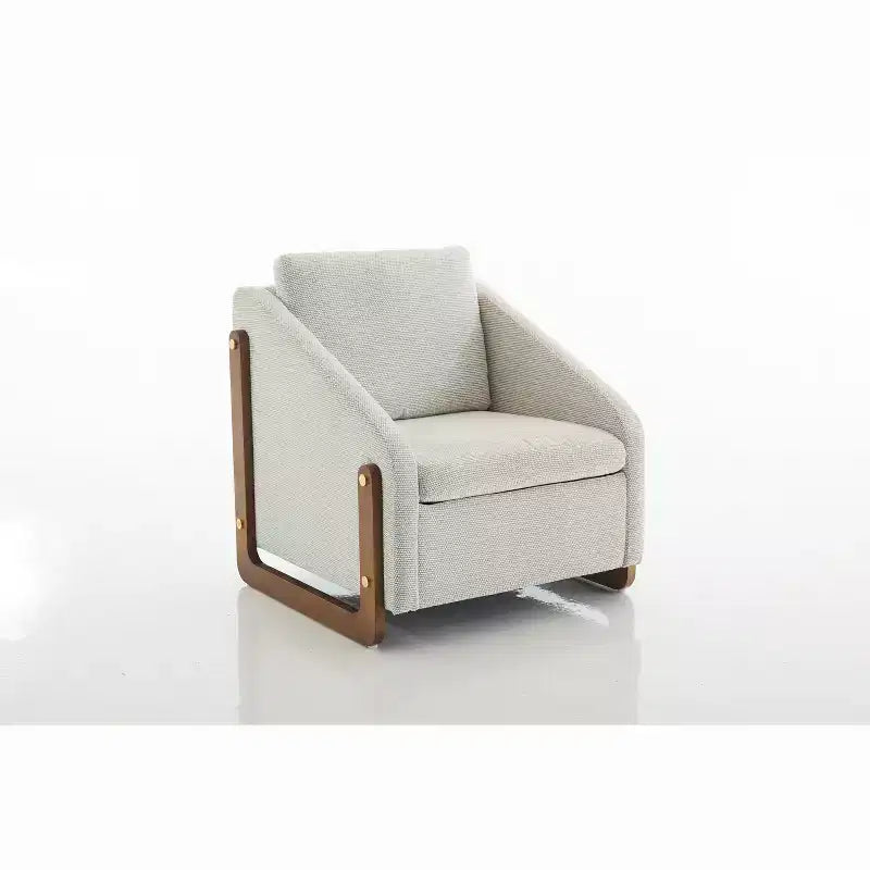 Fauteuil d’appoint rembourré de 29W, fauteuil d’appoint et de détente avec assise et dossier coussinés, beige/gris/bleu