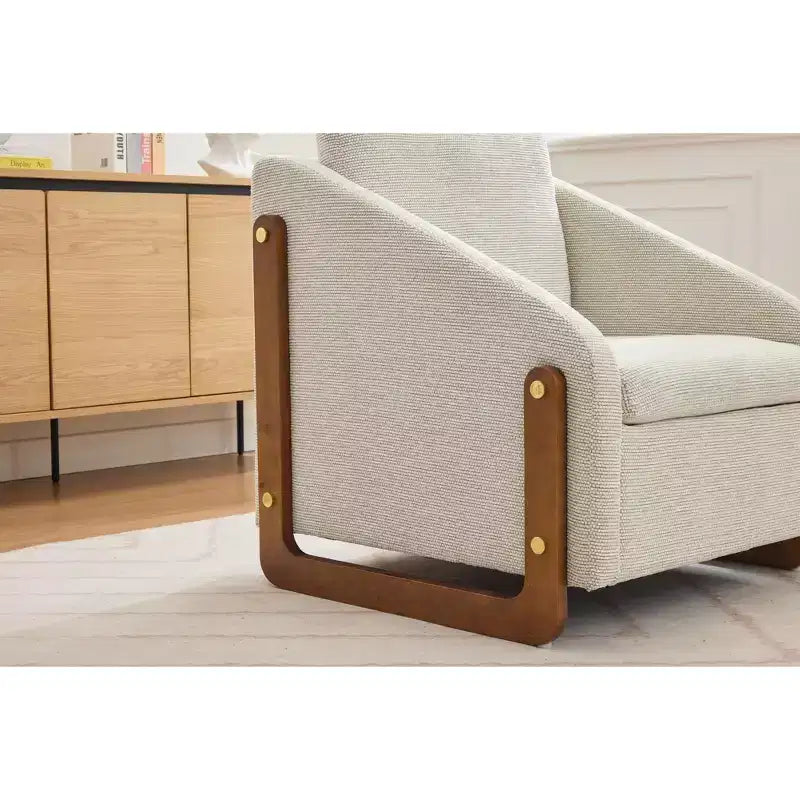 Fauteuil d’appoint rembourré de 29W, fauteuil d’appoint et de détente avec assise et dossier coussinés, beige/gris/bleu
