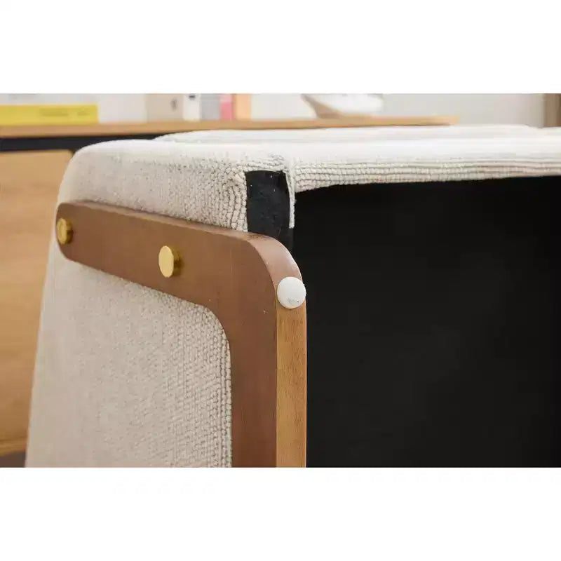 Fauteuil d’appoint rembourré de 29W, fauteuil d’appoint et de détente avec assise et dossier coussinés, beige/gris/bleu