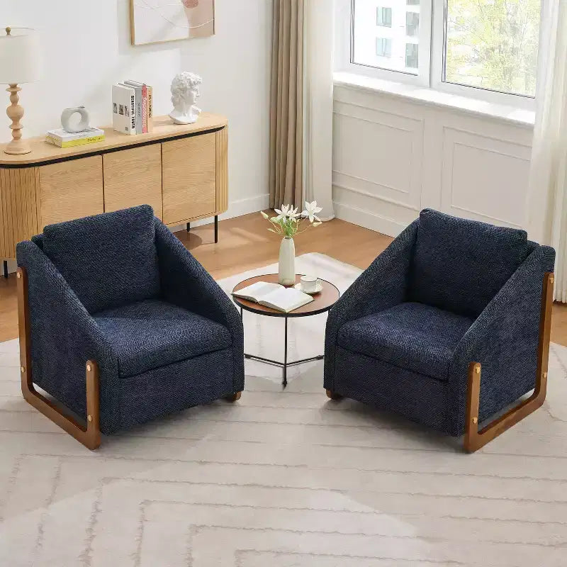 Fauteuil d’appoint rembourré de 29W, fauteuil d’appoint et de détente avec assise et dossier coussinés, beige/gris/bleu