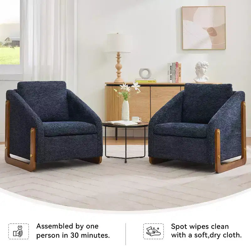 Fauteuil d’appoint rembourré de 29W, fauteuil d’appoint et de détente avec assise et dossier coussinés, beige/gris/bleu