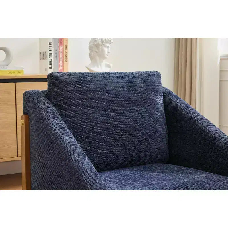 Fauteuil d’appoint rembourré de 29W, fauteuil d’appoint et de détente avec assise et dossier coussinés, beige/gris/bleu