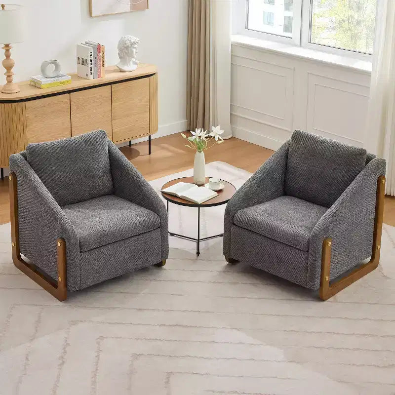 Fauteuil d’appoint rembourré de 29W, fauteuil d’appoint et de détente avec assise et dossier coussinés, beige/gris/bleu