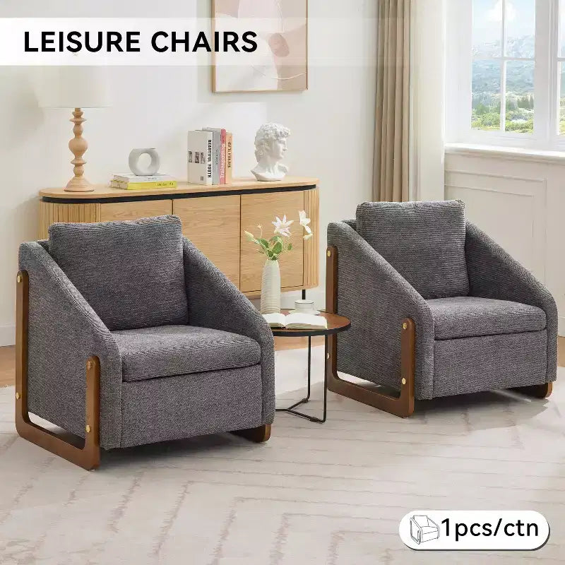 Fauteuil d’appoint rembourré de 29W, fauteuil d’appoint et de détente avec assise et dossier coussinés, beige/gris/bleu