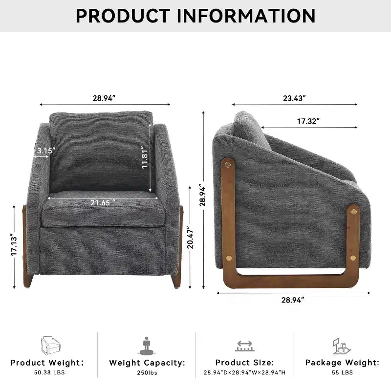 Fauteuil d’appoint rembourré de 29W, fauteuil d’appoint et de détente avec assise et dossier coussinés, beige/gris/bleu