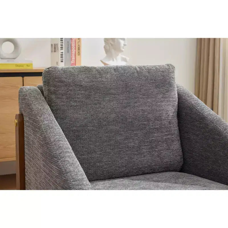 Fauteuil d’appoint rembourré de 29W, fauteuil d’appoint et de détente avec assise et dossier coussinés, beige/gris/bleu