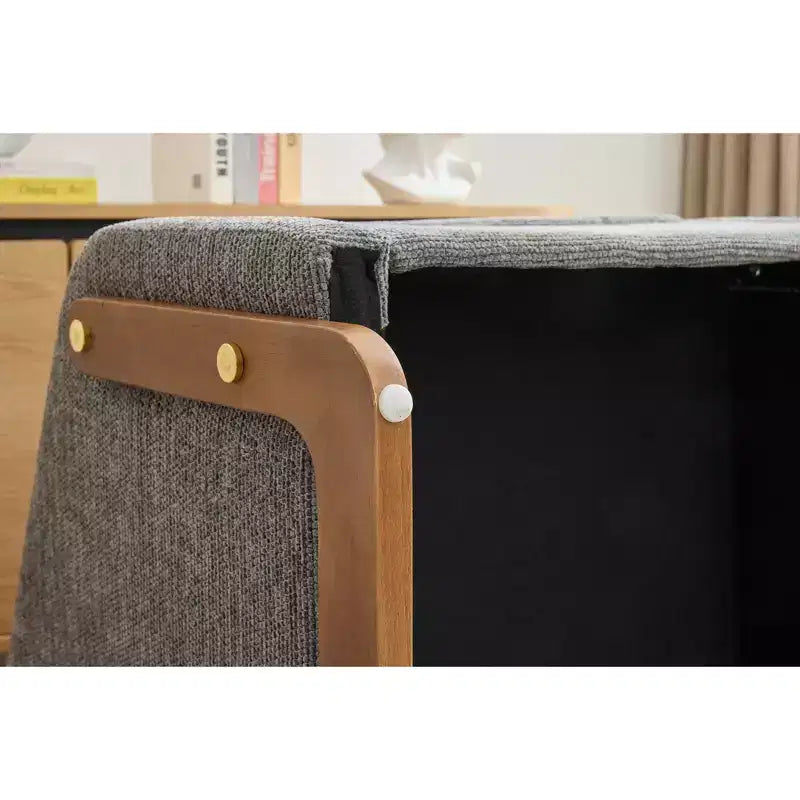 Fauteuil d’appoint rembourré de 29W, fauteuil d’appoint et de détente avec assise et dossier coussinés, beige/gris/bleu