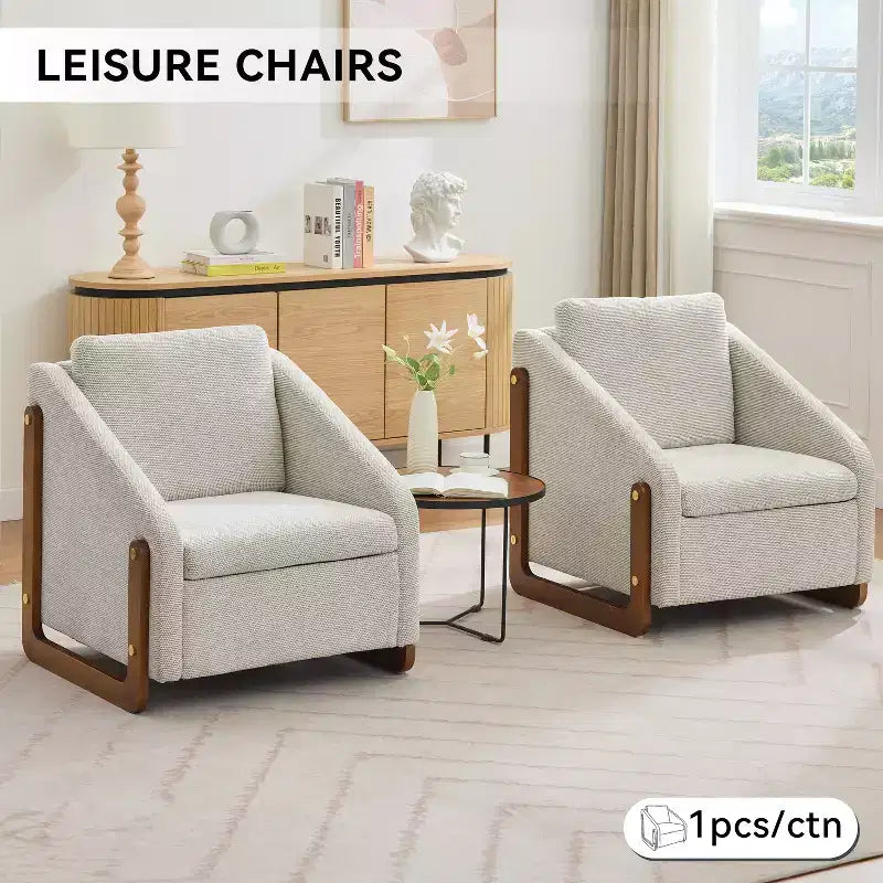 Fauteuil d’appoint rembourré de 29W, fauteuil d’appoint et de détente avec assise et dossier coussinés, beige/gris/bleu