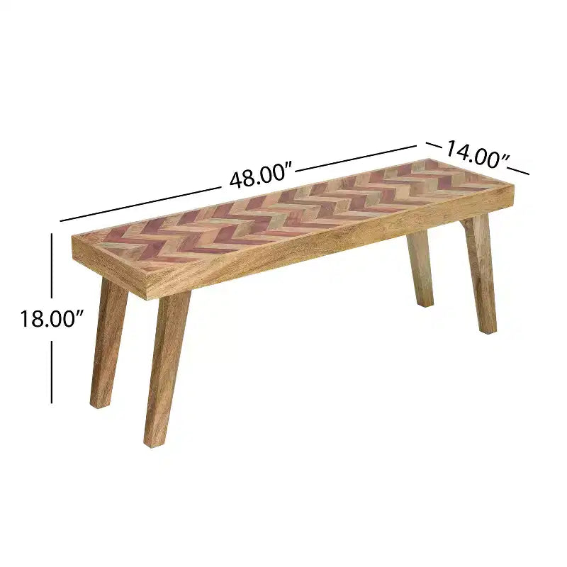 Banquette de salle à manger artisanale en bois de manguier, style bohème