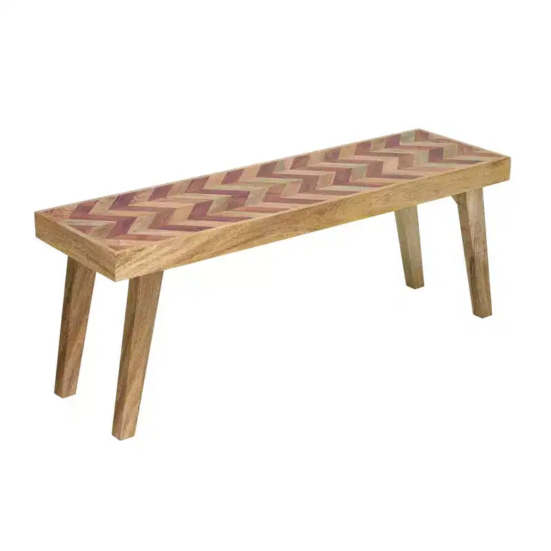 Banquette de salle à manger artisanale en bois de manguier, style bohème