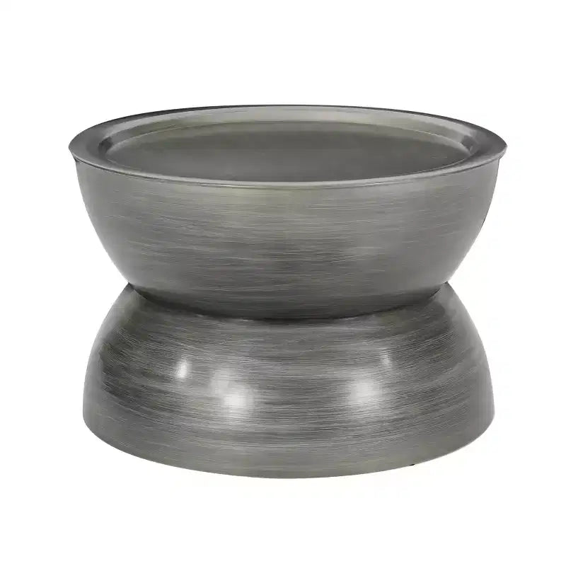 24W gehämmerter Metall-Couchtisch, Cocktailtisch, Mitteltisch im Sanduhrdesign, Antiksilber