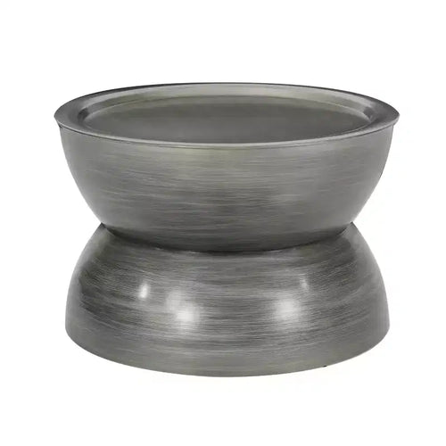 Table basse en métal martelé de 24W, table cocktail au design en sablier, argent vieilli
