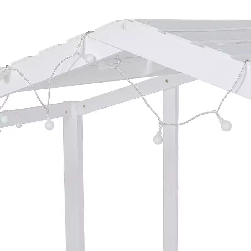 Cama alta tipo casita de 78.9L x 72.7W para cama individual, con escalera y tobogán, pizarra y tira de luz en el techo