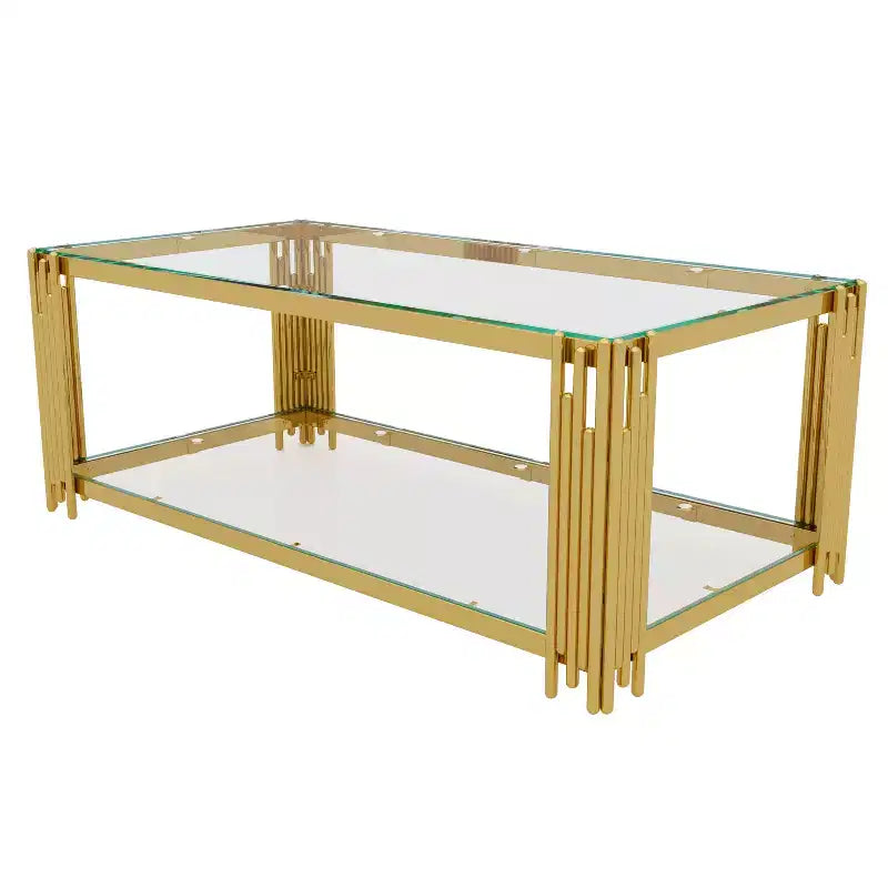 Juego de mesas de vidrio: mesa de centro, mesa auxiliar de sofá, mesa decorativa, mesa auxiliar y mesa de cóctel, con estructura metálica dorada, redondas/cuadradas/rectangulares
