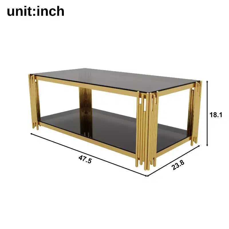 Juego de mesas de vidrio: mesa de centro, mesa auxiliar de sofá, mesa decorativa, mesa auxiliar y mesa de cóctel, con estructura metálica dorada, redondas/cuadradas/rectangulares