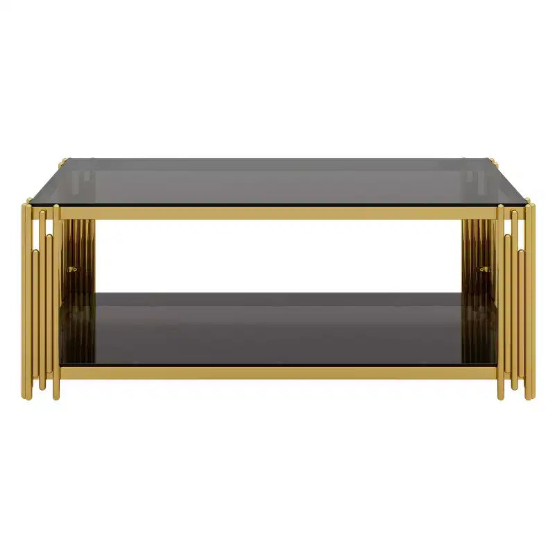 Juego de mesas de vidrio: mesa de centro, mesa auxiliar de sofá, mesa decorativa, mesa auxiliar y mesa de cóctel, con estructura metálica dorada, redondas/cuadradas/rectangulares