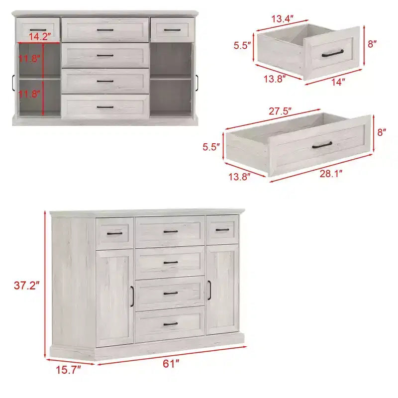 Cómoda gris de diseño clásico: amplio espacio de almacenamiento que crea un ambiente elegante en el hogar