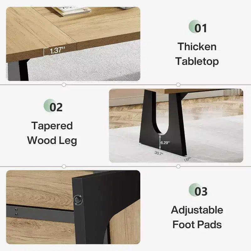 Escritorio ejecutivo rectangular con doble pedestal de madera