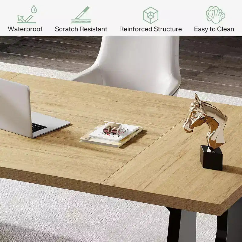 Escritorio ejecutivo rectangular con doble pedestal de madera