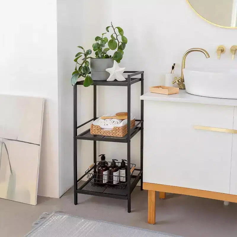 Estantería de almacenamiento de acero al carbono, unidad independiente de estantes para baño, soporte para exhibir plantas, estantería de esquina para organizar la cocina