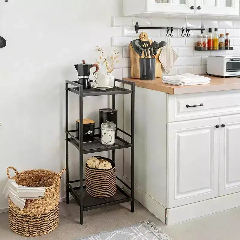 Estantería de almacenamiento de acero al carbono, unidad independiente de estantes para baño, soporte para exhibir plantas, estantería de esquina para organizar la cocina