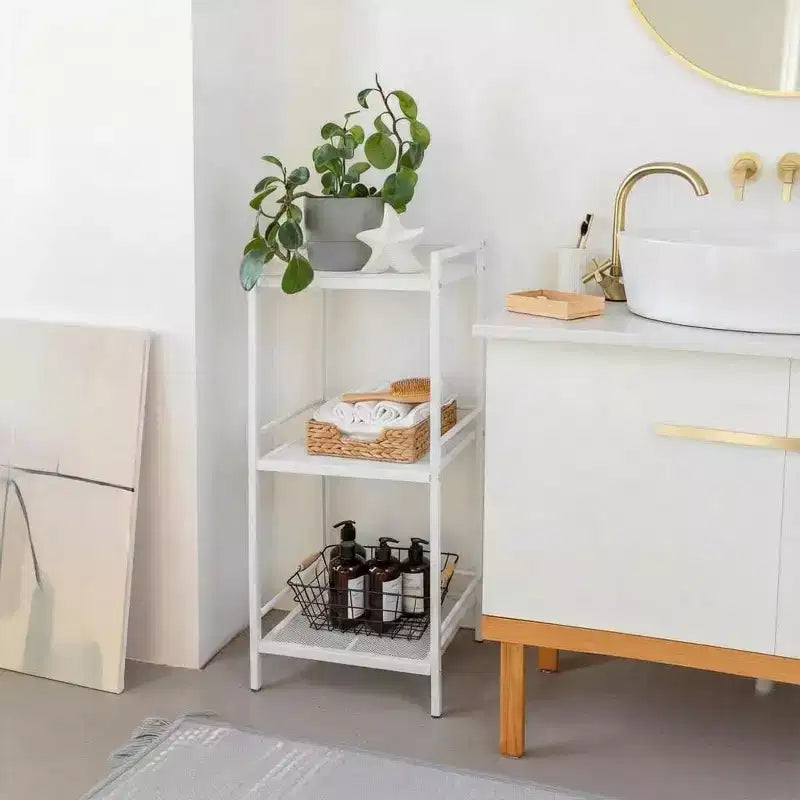 Estantería de almacenamiento de acero al carbono, unidad independiente de estantes para baño, soporte para exhibir plantas, estantería de esquina para organizar la cocina