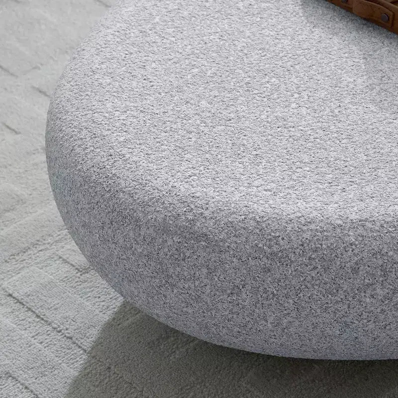 Table basse ovale moderne, table centrale vintage, table de canapé, sans assemblage, gris roche mat