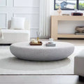 Table basse ovale moderne, table centrale vintage, table de canapé, sans assemblage, gris roche mat