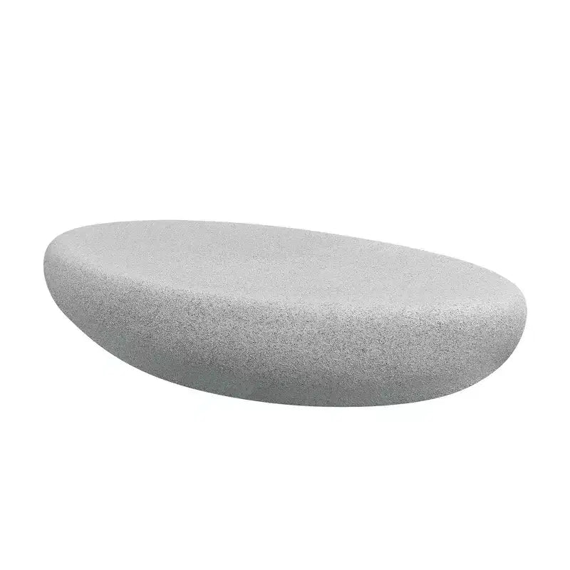 Table basse ovale moderne, table centrale vintage, table de canapé, sans assemblage, gris roche mat