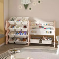 Spielzeug-Organizer für Kinder mit 34 Fächern, pinke Einheit aus Polyethylen mit 2-stufigem Bücherregal und 12 Spielzeugboxen (Organizer für Spielzimmer, Schlafzimmer und Klassenzimmer)
