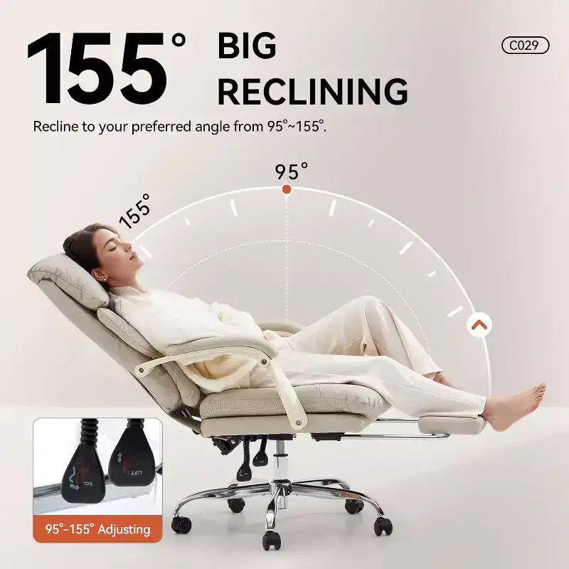 Fauteuil de bureau confortable à dossier haut, en similicuir, inclinable et pivotant, avec roulettes et soutien lombaire